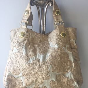 Budda Bag * Large * Cream & light tan/gold  * Gold hardware
